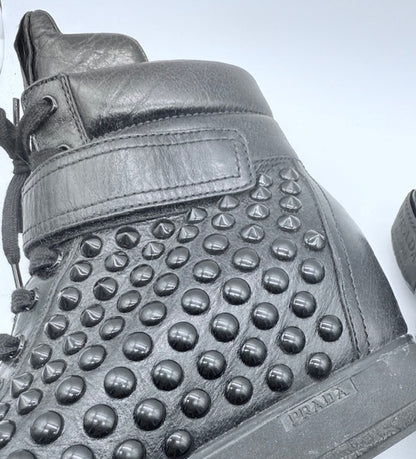 Prada Studded High-Top Leather Sneakers Size EU 39