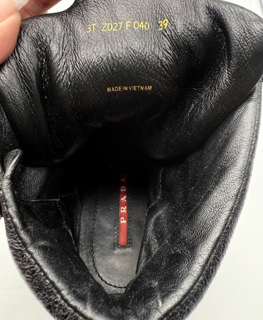 Prada Studded High-Top Leather Sneakers Size EU 39
