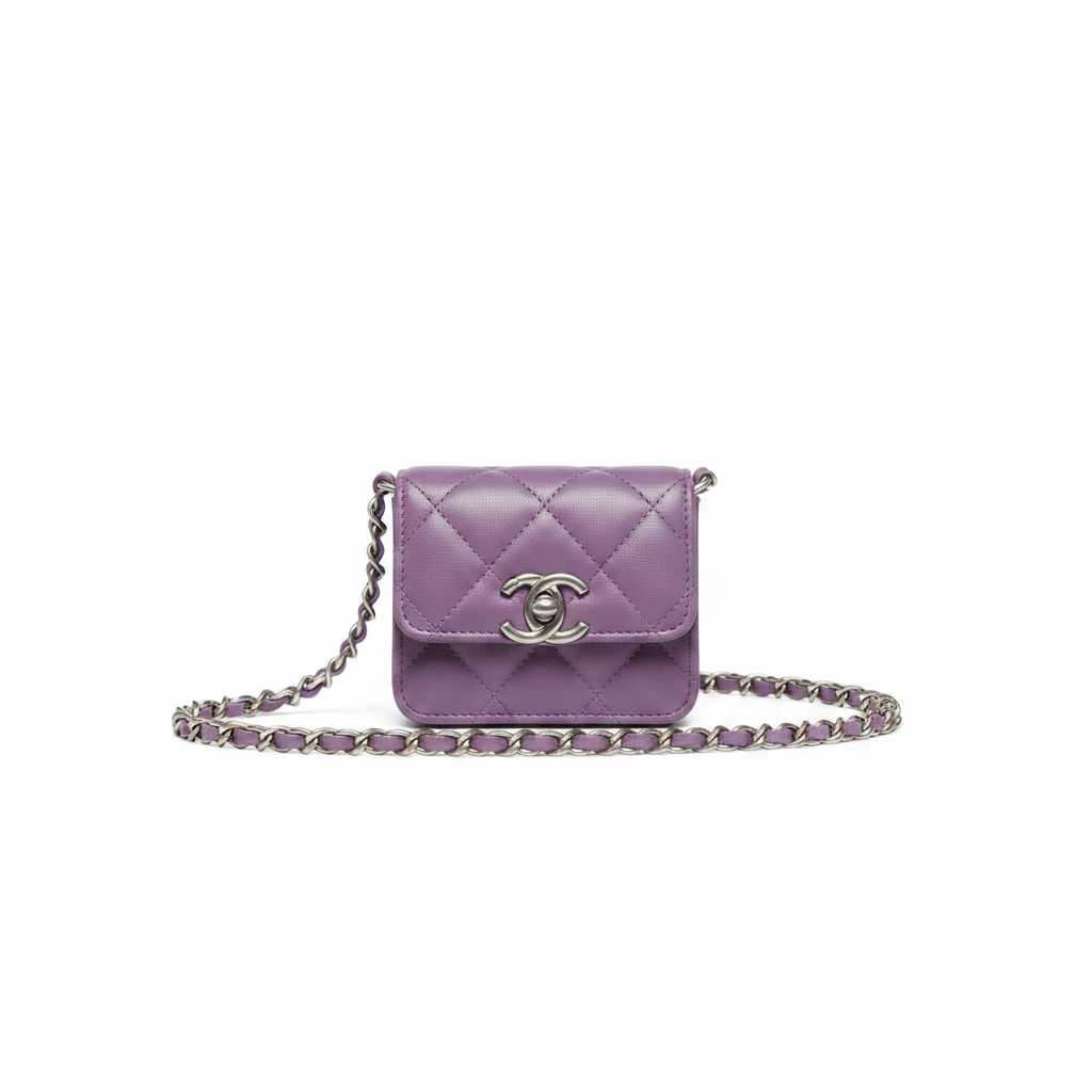 Chanel Micro Mini Classic Flap – Purple Lambskin with Enamel Letter Chain