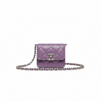 Chanel Micro Mini Classic Flap – Purple Lambskin with Enamel Letter Chain