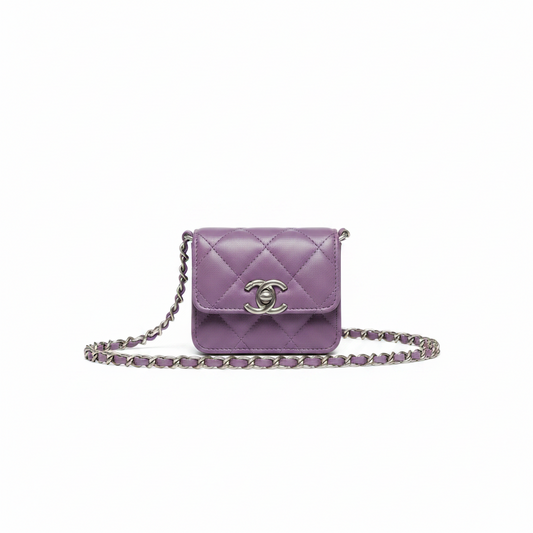 Chanel Micro Mini Classic Flap – Purple Lambskin with Enamel Letter Chain