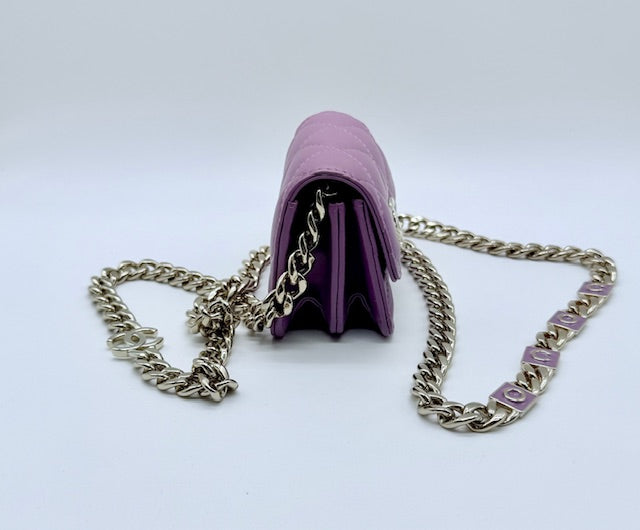 Chanel Micro Mini Classic Flap – Purple Lambskin with Enamel Letter Chain