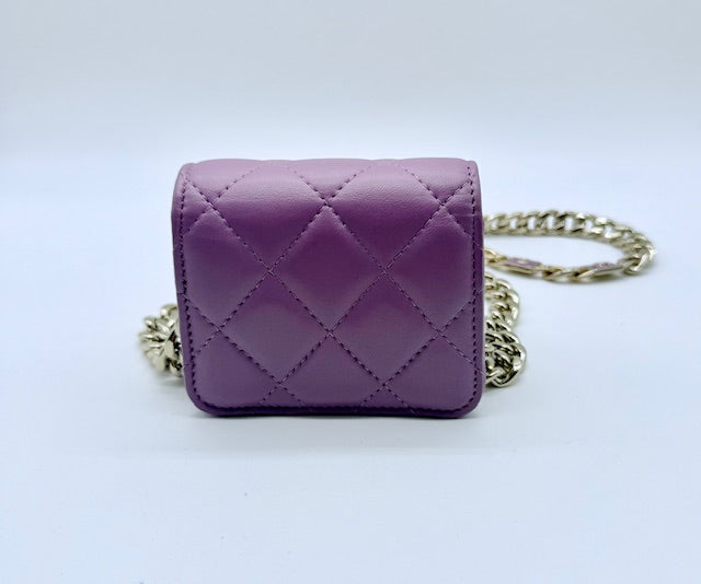 Chanel Micro Mini Classic Flap – Purple Lambskin with Enamel Letter Chain