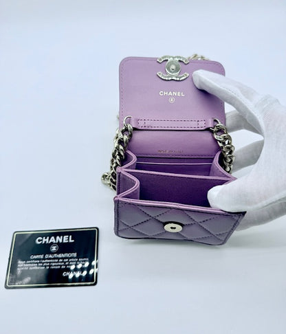 Chanel Micro Mini Classic Flap – Purple Lambskin with Enamel Letter Chain