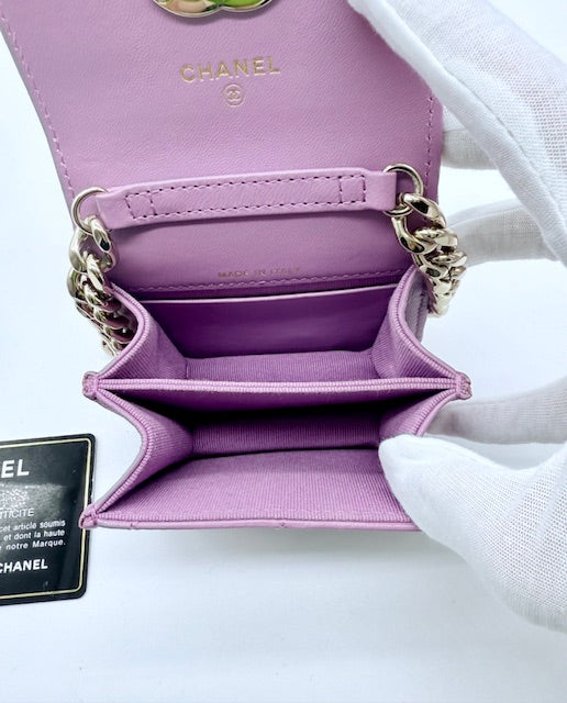 Chanel Micro Mini Classic Flap – Purple Lambskin with Enamel Letter Chain
