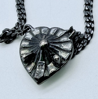 Saint Laurent Crystal Heart Pendant Necklace – Gunmetal