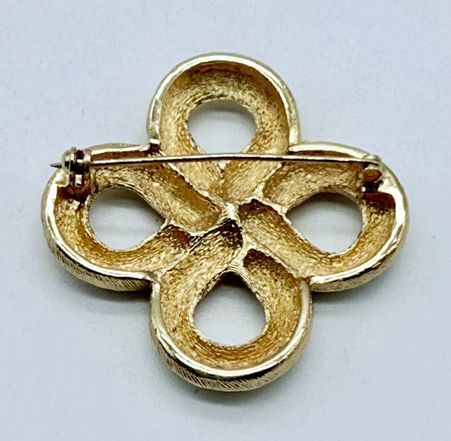 Burberry Vintage Gold-Tone Textured Logo Brooch