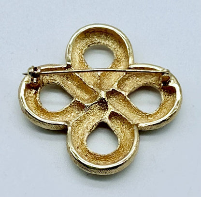 Burberry Vintage Gold-Tone Textured Logo Brooch