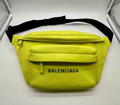 Balenciaga Everyday Leather Belt Bag – Neon Yellow