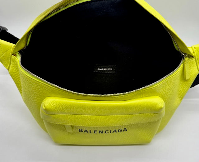 Balenciaga Everyday Leather Belt Bag – Neon Yellow