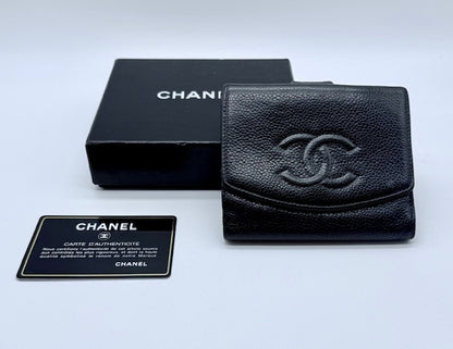 Chanel Classic Compact Wallet – Black Caviar Leather