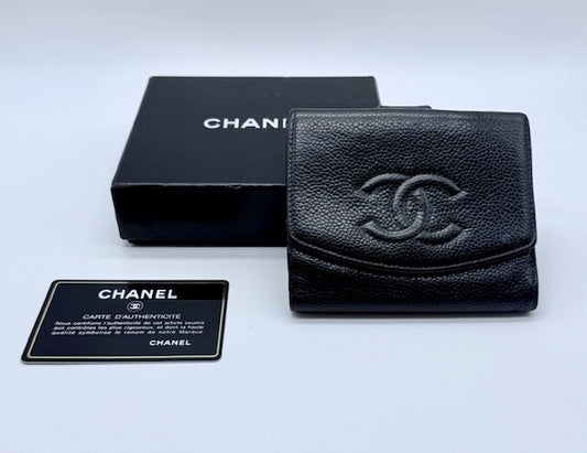 Chanel Classic Compact Wallet – Black Caviar Leather