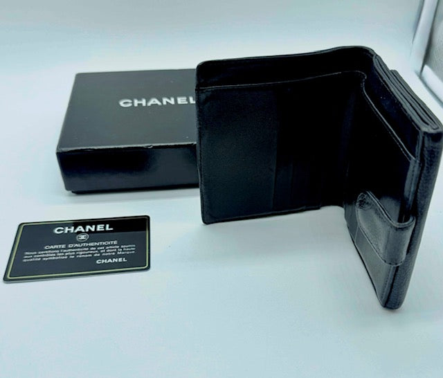 Chanel Classic Compact Wallet – Black Caviar Leather