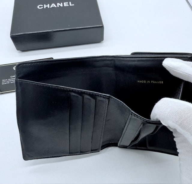 Chanel Classic Compact Wallet – Black Caviar Leather