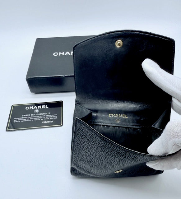Chanel Classic Compact Wallet – Black Caviar Leather
