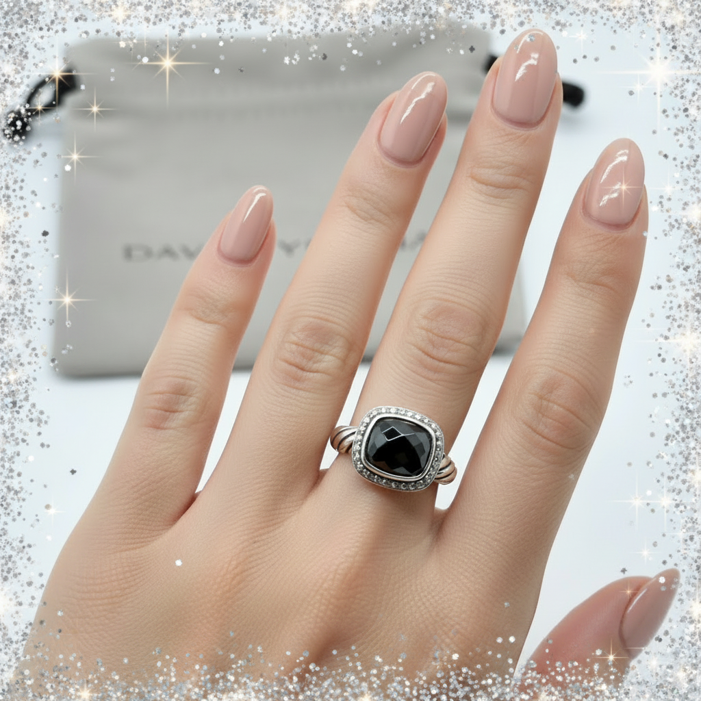 David Yurman Albion Ring – Hematite & Diamonds Size 6