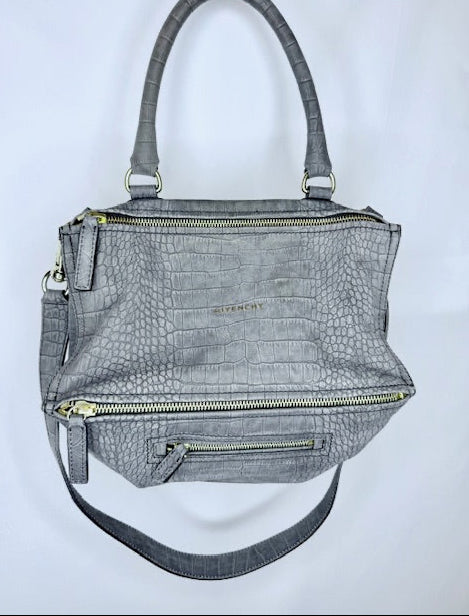 Givenchy Pandora Crocodile-Embossed Leather Bag
