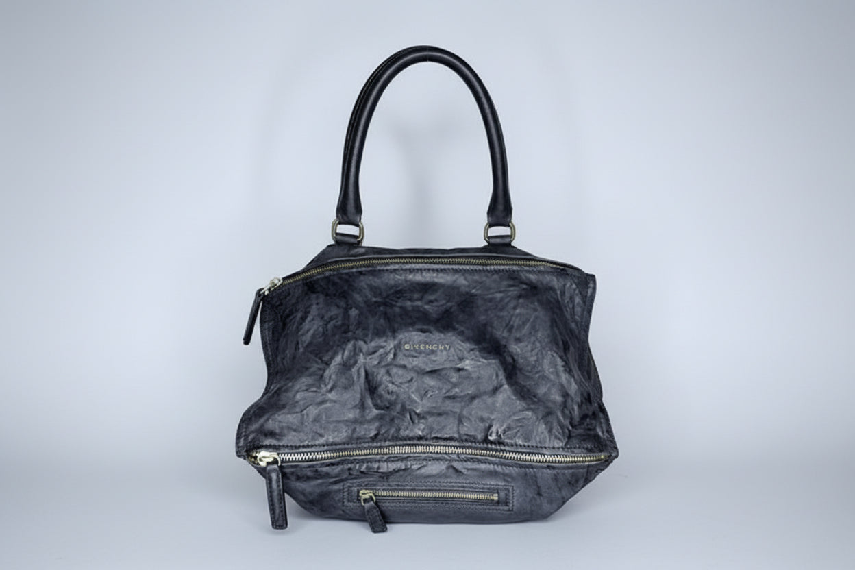 GIVENCHY Pandora – Distressed Black Leather