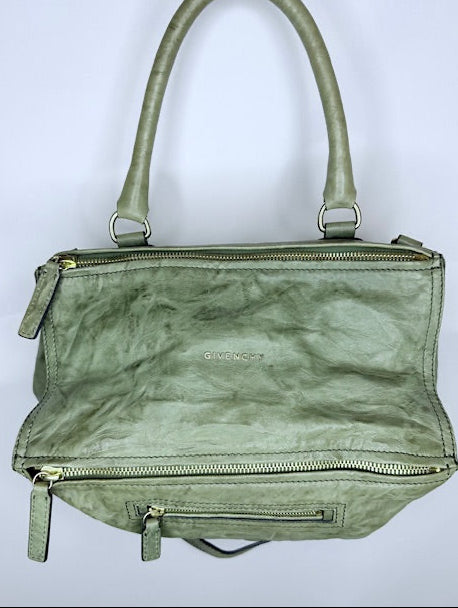 GIVENCHY Pandora Satchel – Sage Green Distressed Leather