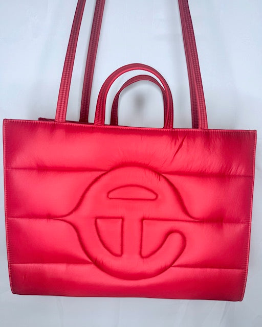 Telfar Shopping Bag — Red Satin Nylon