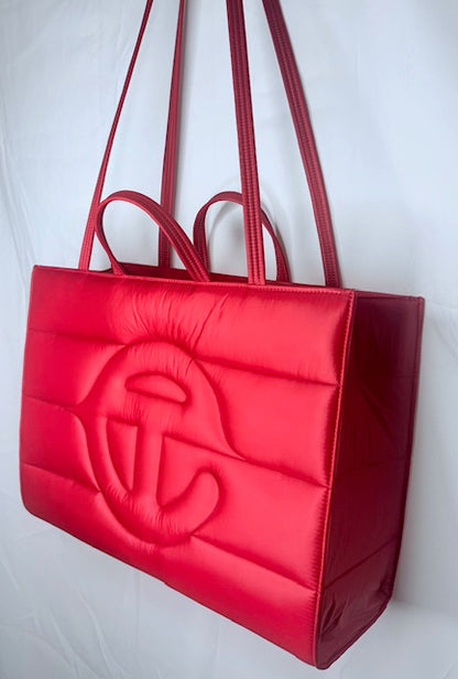 Telfar Shopping Bag — Red Satin Nylon