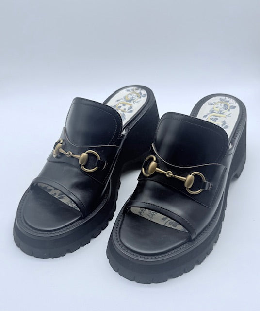 Gucci Horsebit Leather Platform Mule Size EU 39