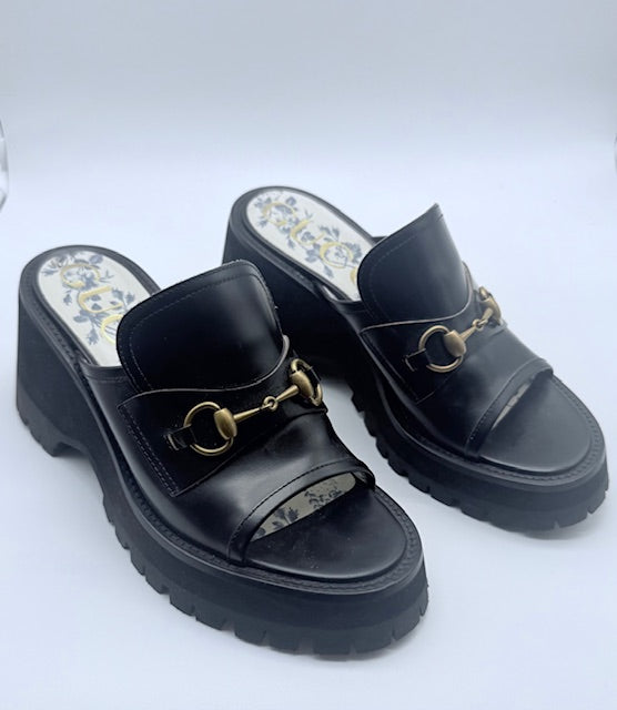 Gucci Horsebit Leather Platform Mule Size EU 39