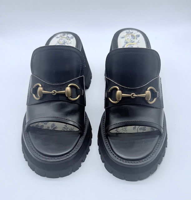 Gucci Horsebit Leather Platform Mule Size EU 39