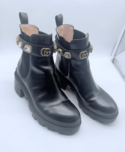 Gucci GG Crystal-Embellished Ankle Boots