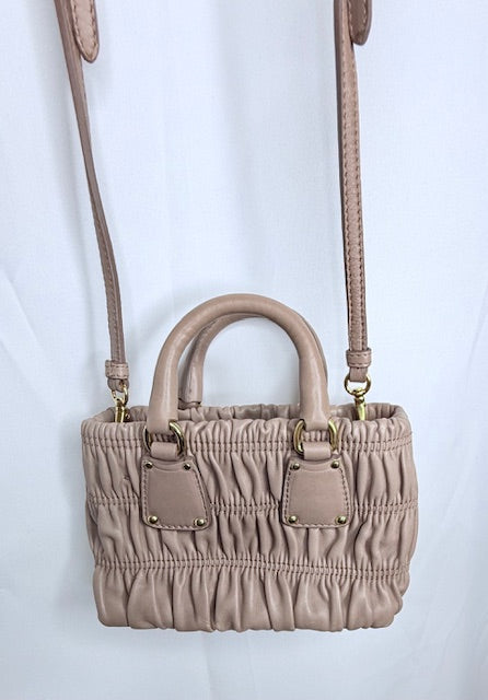 Prada Ruched Nappa Gaufre Mini Tote/Crossbody