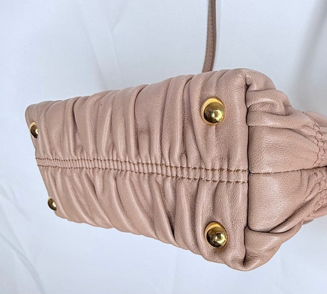 Prada Ruched Nappa Gaufre Mini Tote/Crossbody