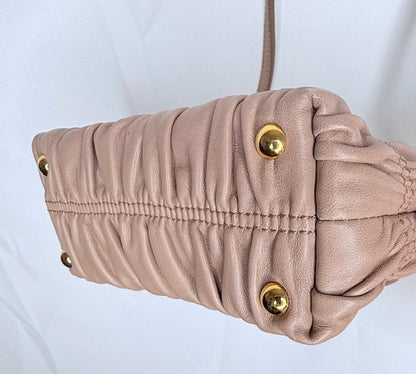 Prada Ruched Nappa Gaufre Mini Tote/Crossbody