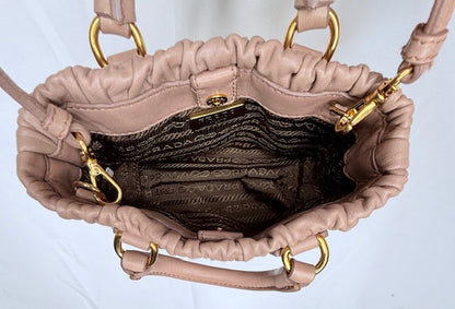 Prada Ruched Nappa Gaufre Mini Tote/Crossbody
