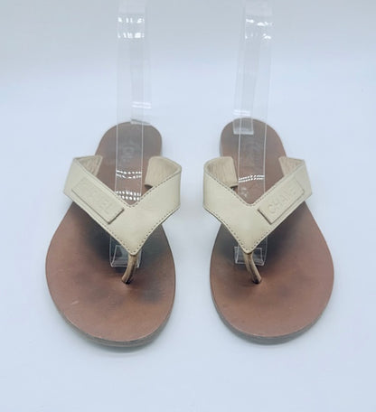 Chanel Leather Flip-Flops Size EU 38.5