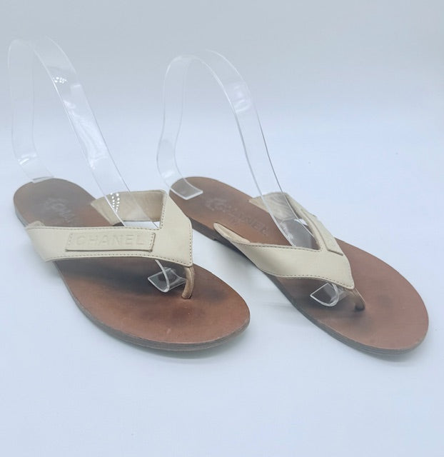 Chanel Leather Flip-Flops Size EU 38.5