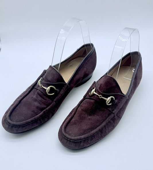 Gucci Horsebit Suede Loafers Size EU 38.5