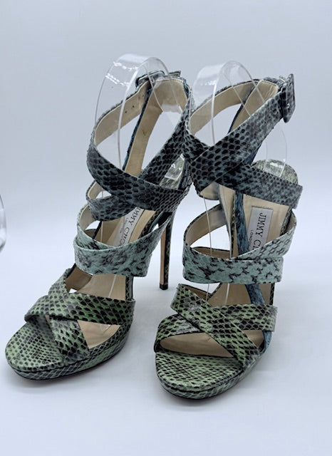 Jimmy Choo Snakeskin Embossed Leather Heels Size EU 39