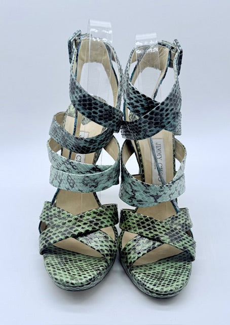 Jimmy Choo Snakeskin Embossed Leather Heels Size EU 39