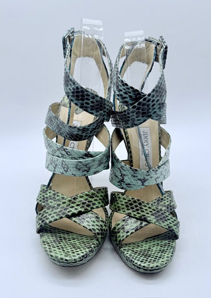 Jimmy Choo Snakeskin Embossed Leather Heels Size EU 39