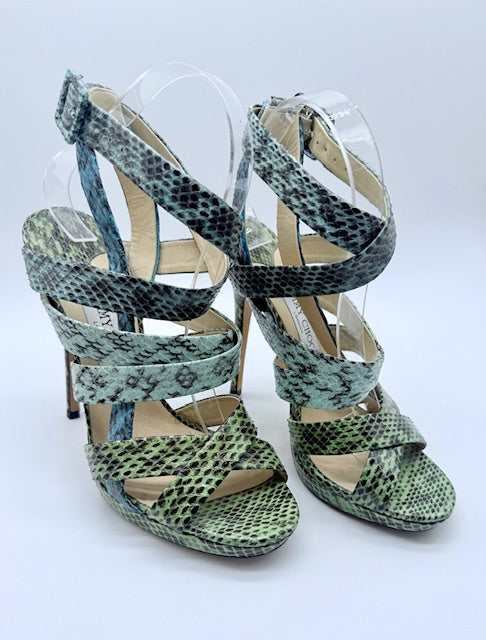 Jimmy Choo Snakeskin Embossed Leather Heels Size EU 39