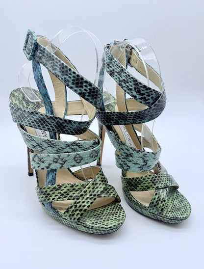 Jimmy Choo Snakeskin Embossed Leather Heels Size EU 39