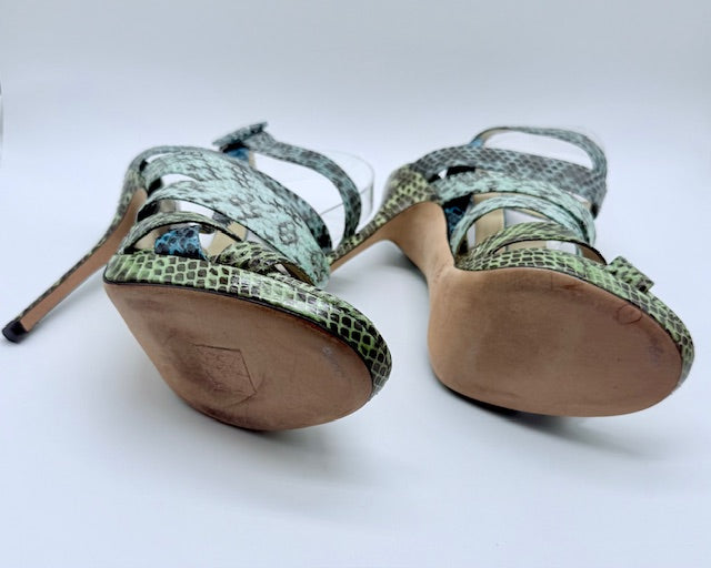 Jimmy Choo Snakeskin Embossed Leather Heels Size EU 39
