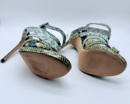 Jimmy Choo Snakeskin Embossed Leather Heels Size EU 39