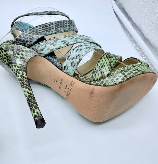 Jimmy Choo Snakeskin Embossed Leather Heels Size EU 39