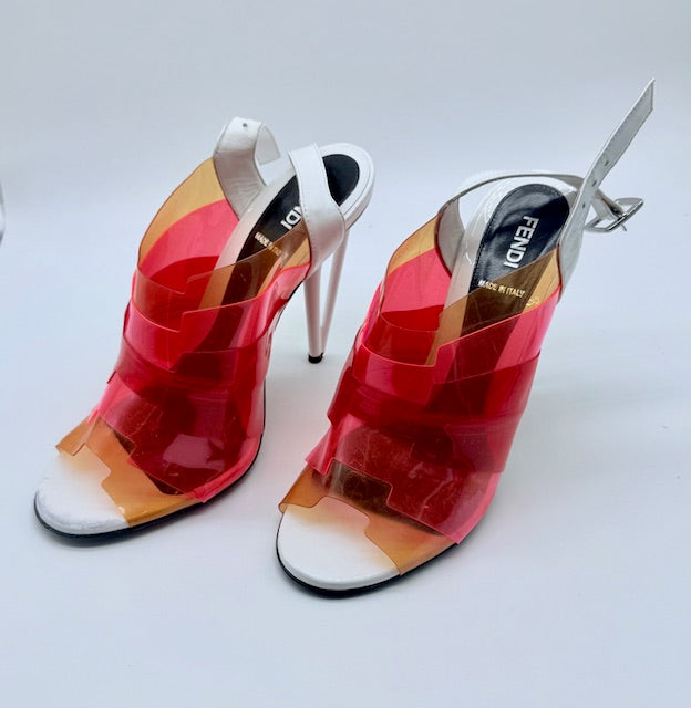 Fendi PVC / Plexi Multi-Colour Open-Toe Heels Size EU39