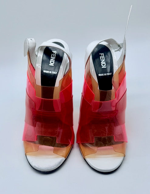Fendi PVC / Plexi Multi-Colour Open-Toe Heels Size EU39