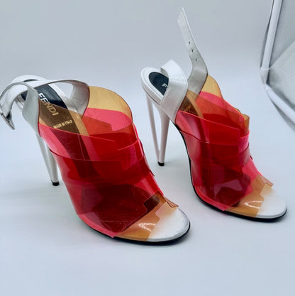 Fendi PVC / Plexi Multi-Colour Open-Toe Heels Size EU39