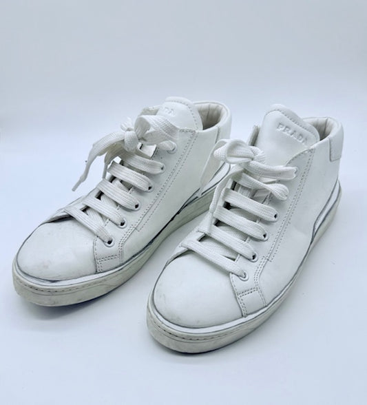 Prada Leather High-Top Sneakers Size EU 38.5