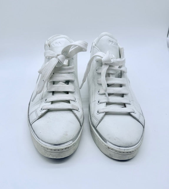 Prada Leather High-Top Sneakers Size EU 38.5