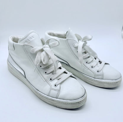 Prada Leather High-Top Sneakers Size EU 38.5
